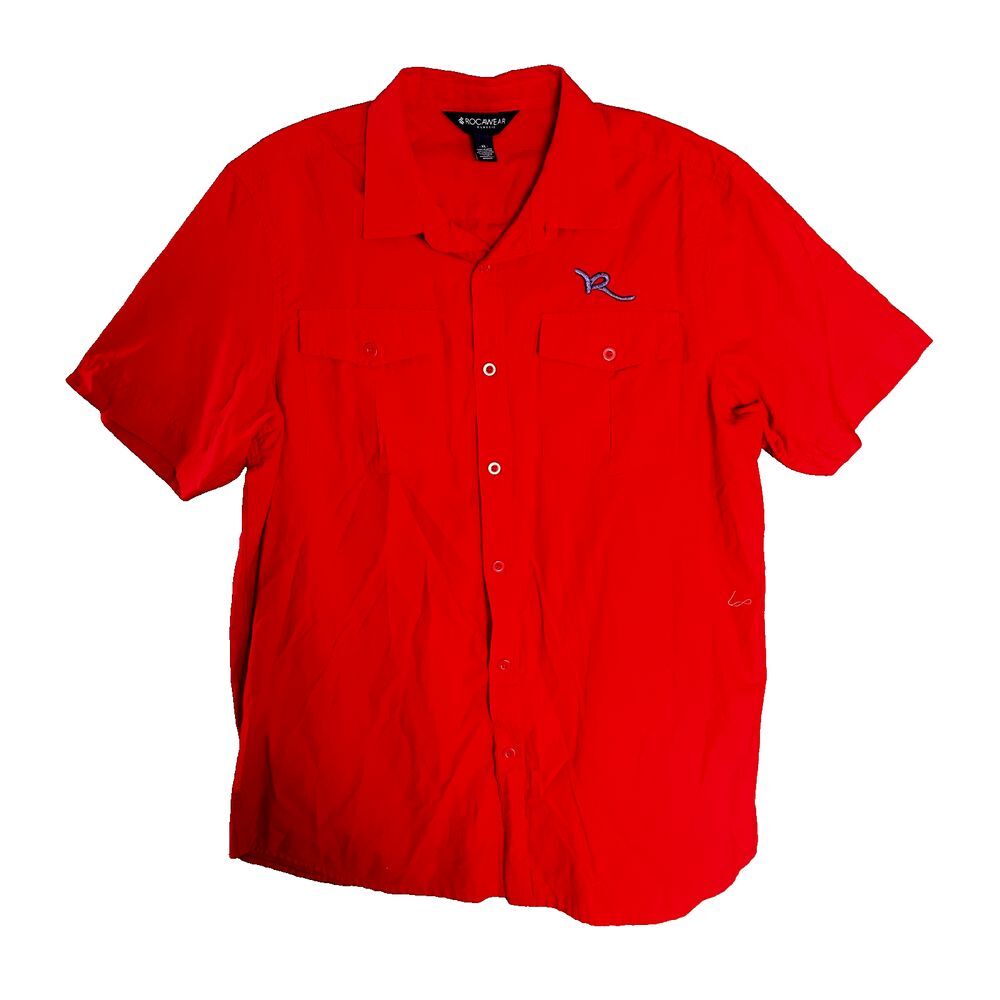 Rocawear Classic Shirt Mens XL Red Pocket Script R Logo Y2K‎